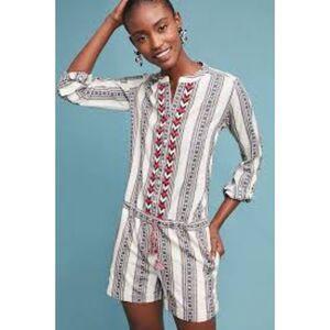 Anthropologie Berenice Embroidered Tania Romper 100% Cotton XS  EUC